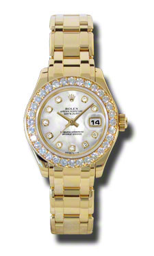 Rolex Lady Datejust Imitation Gold & Diamond Bezel Swiss Automatic 28mm Watch