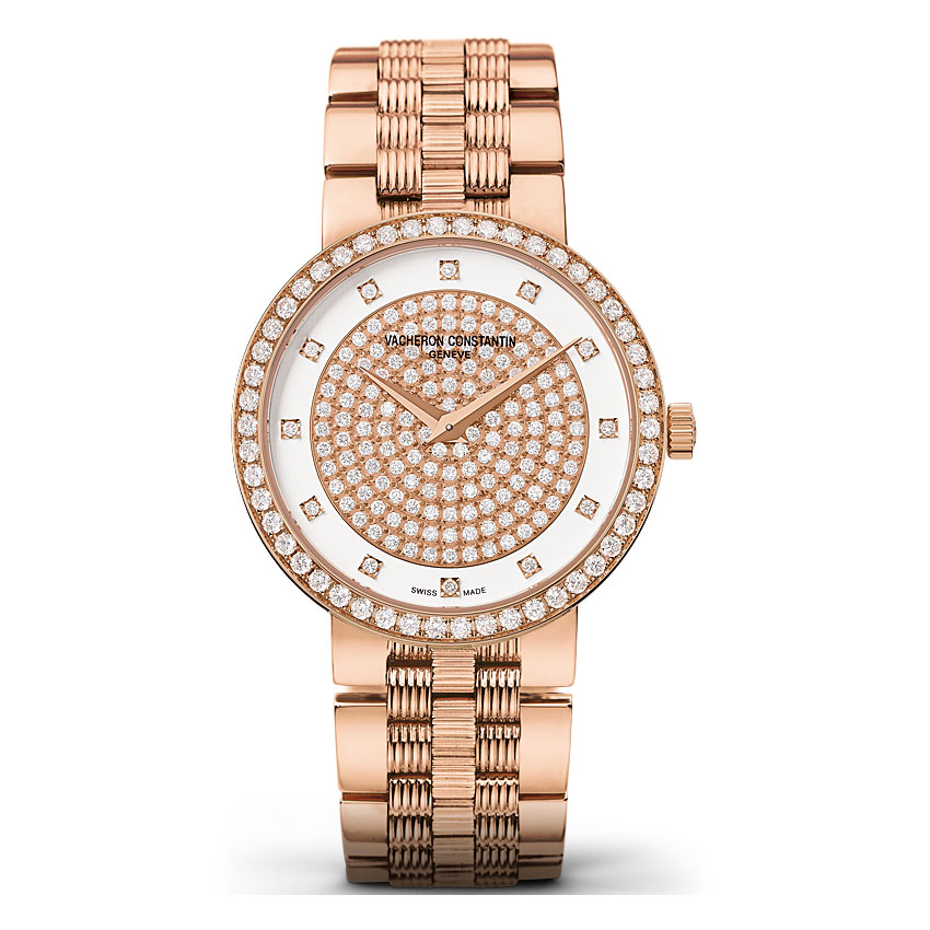 Vacheron Constantin 25553/Q01R-9696: Classic Lady's Replica Watch with Swiss Quartz, Diamond Accents, and White Gold Charm