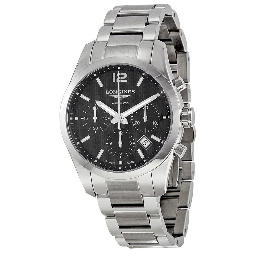 Longines Conquest Chronograph Automatic Black Steel Men's Watch