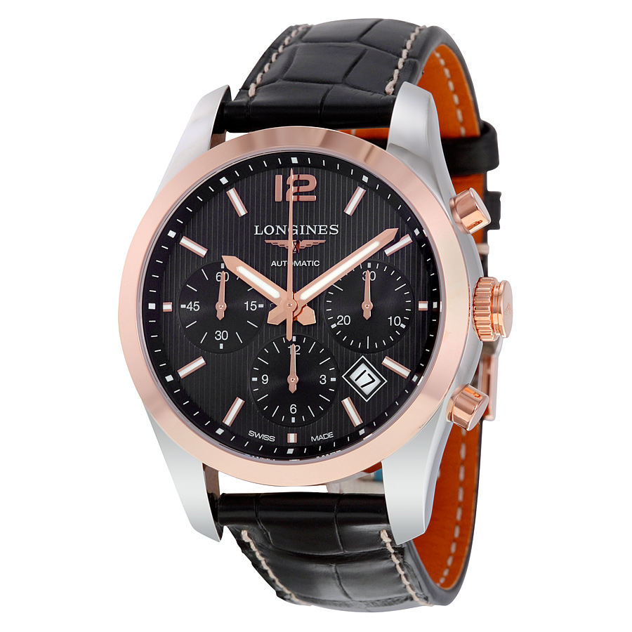 Longines L27865563 Men's Chronograph Automatic Black Face Water-Resistant Watch
