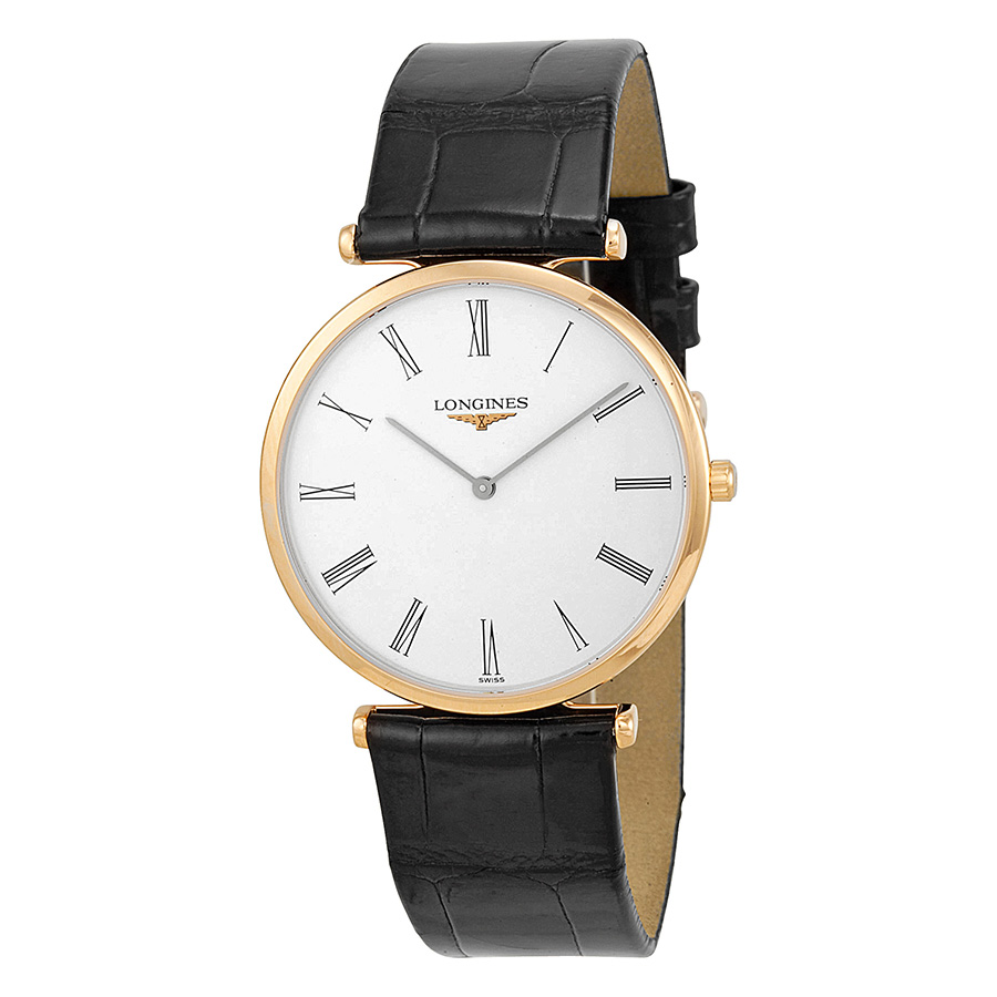 Longines La Grande Classique Quartz Timepiece, Polished Gold Case, Elegant Black Face Watch