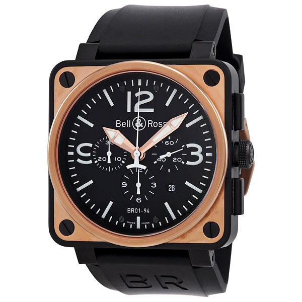 Bell and Ross Aviation BR0194-BICOLOR Pilot Chronograph 18K Gold-Plated Rose Steel Dive Watch