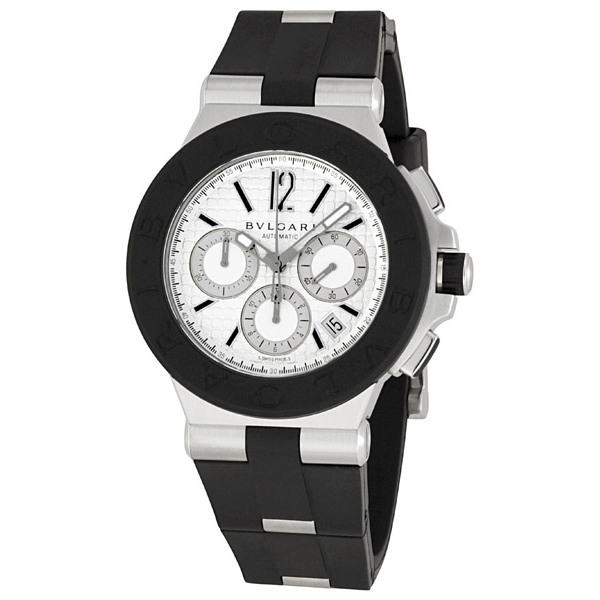 Bvlgari Diagono DG42C6SVDCH Automatic Chronograph Watch - Jet Black Face, Stainless Steel, 42mm, Water Resistant