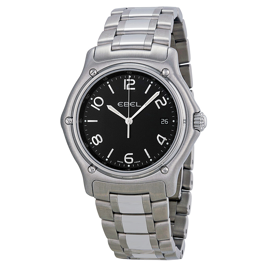 Ebel 1911 Swiss Clone Automatic Watch - Stainless Steel, Black Dial, 43mm, 50m Water Resistant