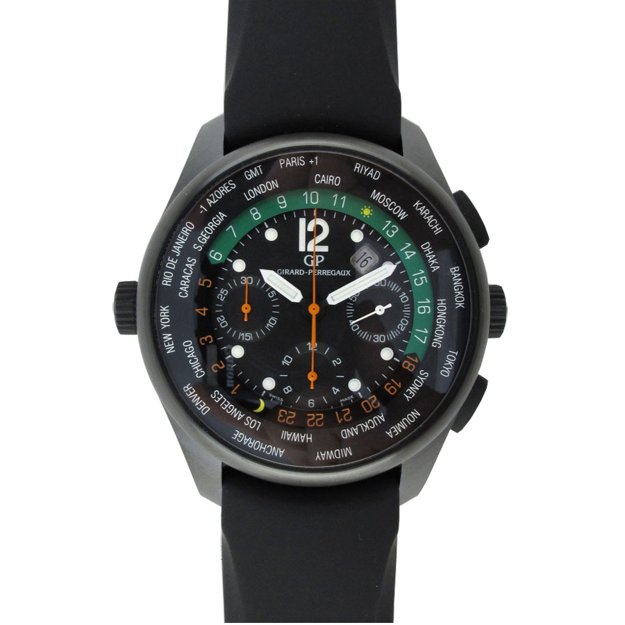 Girard Perregaux Time Master Chronograph Swiss Automatic Dual Time Steel Face Watch