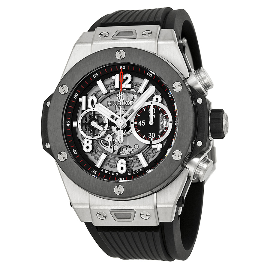 Hublot Big Bang Swiss Clone Auto 45mm Carbon Case Jet Black Dial 100m Water Resistant Watch