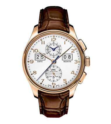 IWC Portuguese Rose Gold Chronograph Automatic Blue Dial Watch