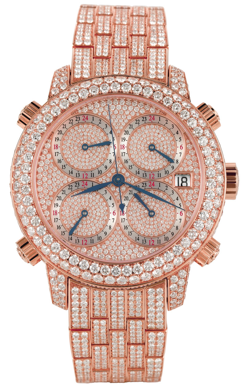 Jacob & Co. H24rgDD Rose Gold Pave Diamond Five-Time Zone Masterpiece Watch