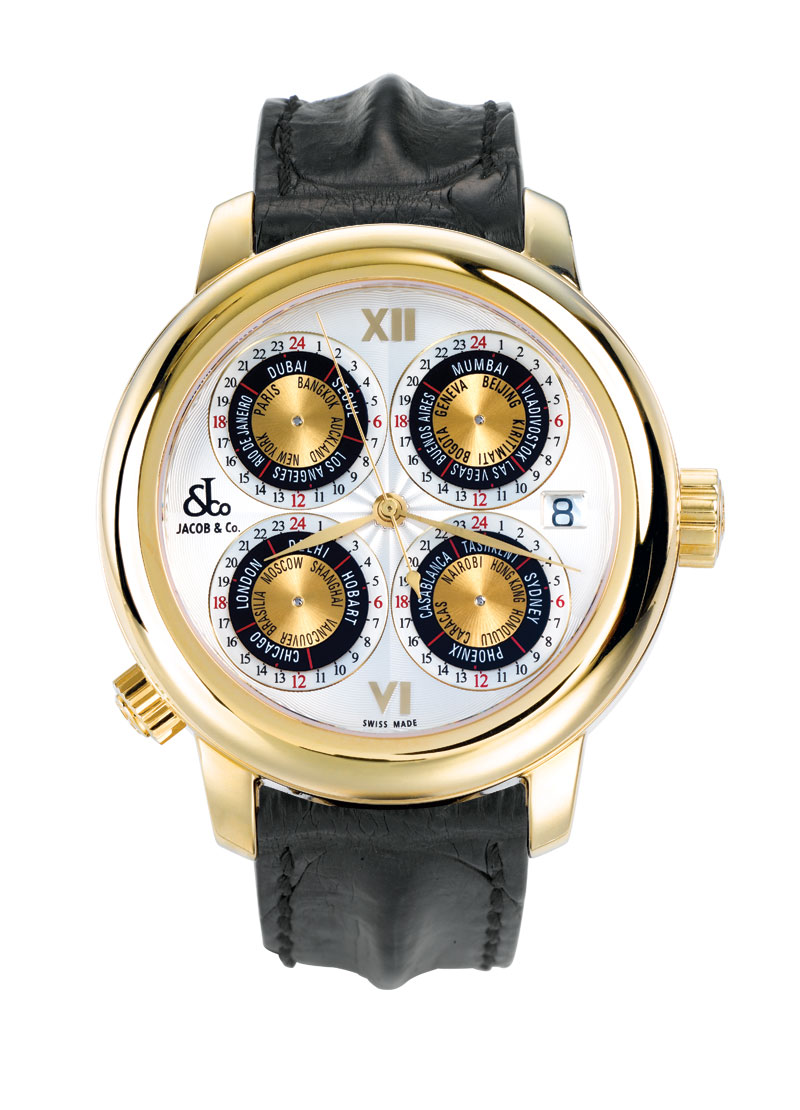 Jacob & Co. GMT Masterpiece 18k Yellow Gold, Multi-Timezone Chronograph Watch