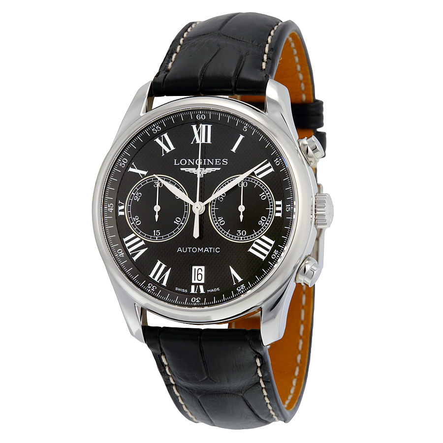 Longines Master Chronograph Stainless Steel Black Face Automatic Watch
