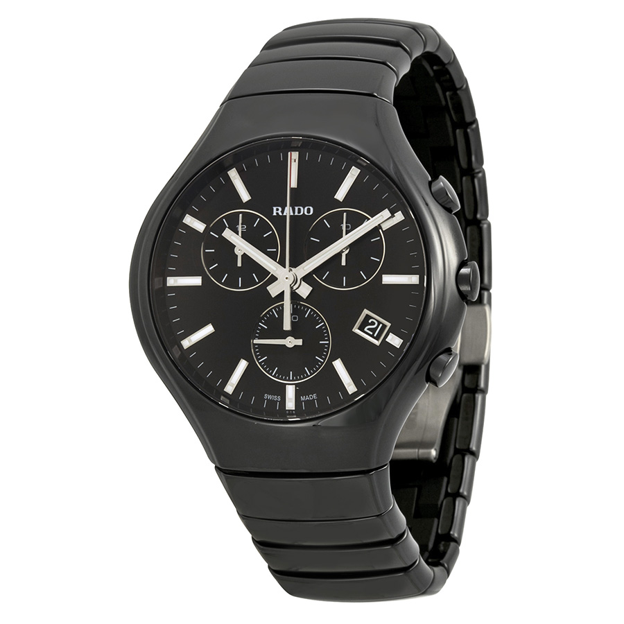 Rado TRUE Men's Watch: Swiss Quartz Chronograph with Black Dial & Stainless Steel Case