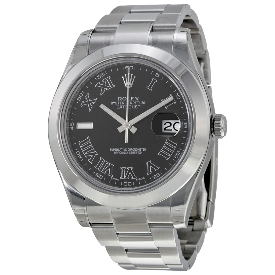 Rolex Datejust II Imitation 41mm Silver Case Black Dial Automatic Watch