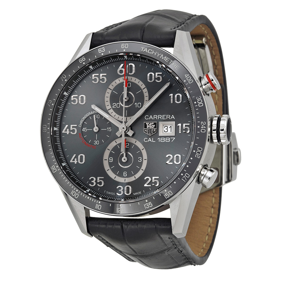 Tag Heuer Carrera Automatic Chronograph 43mm Carbon Case Jet Black Dial Water Resistant Watch