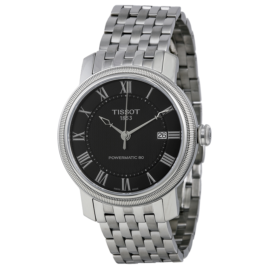 Tissot Men's Avantage Automatic Silver Case Jet Black Dial Reps Watch