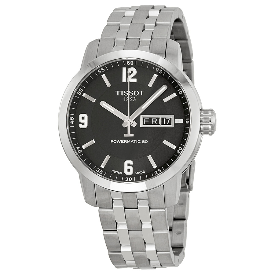 Swiss Tissot Powermatic 55mm Automatic Diver Watch - Jet Black Face 100m Water Resistant