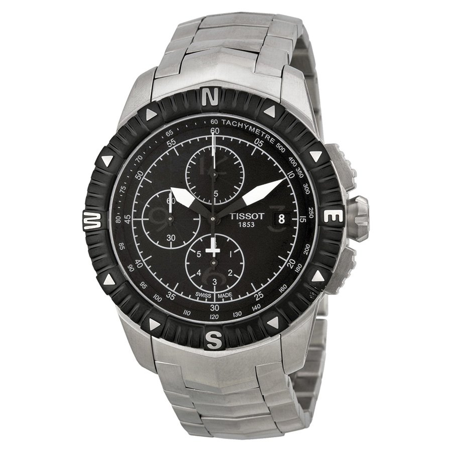 Tissot T-Sport Automatic Chronograph Steel Case Jet Black Dial Water Resistant Watch