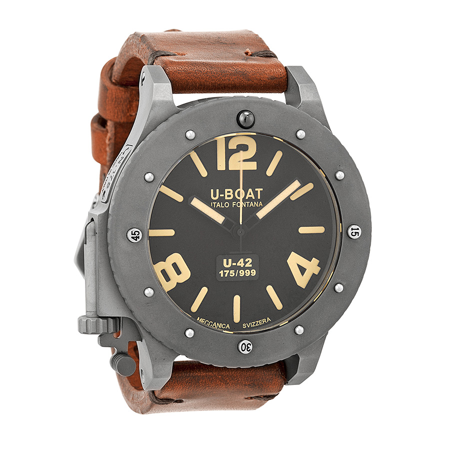 U-Boat 6471 Men's Replica Dive Watch - Black Diver Chrono, Automatic, 45mm钛钢