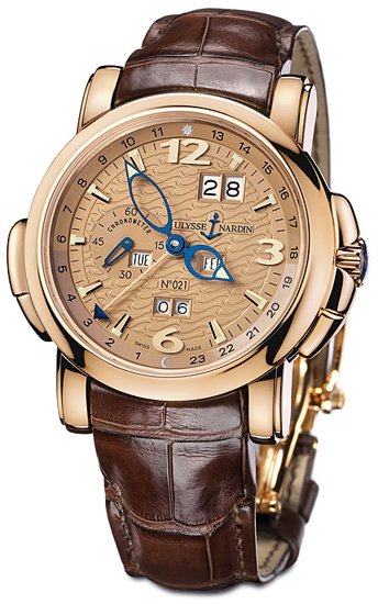 Ulysse Nardin GMT Perpetual 322-66 18K Rose Gold Aviator Chrono Watch