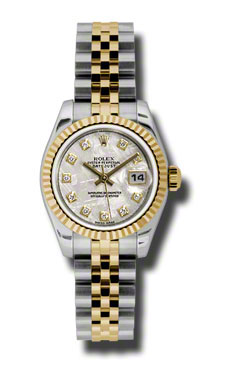 Rolex Datejust 179173MTDJ: Elegant Lady's Watch with Gold-Plated Case & Beige Dial