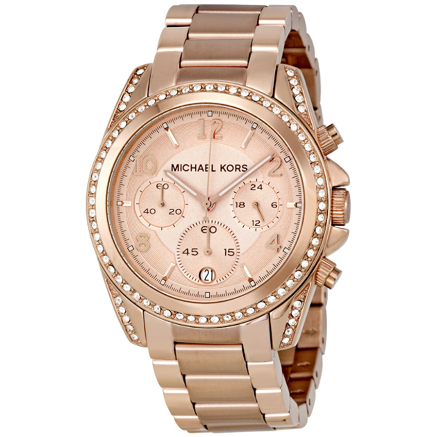 Michael Kors Blair MK5263 Imitation Gold Stainless Steel Watch with Crystal Pink Dial
