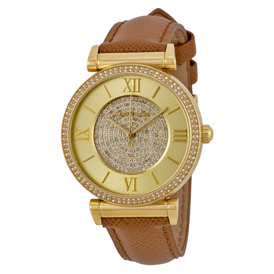 Michael Kors MK2375 Lady's Timepiece - Chic Gold-Plated Case, White Crystal, Automatic Movement
