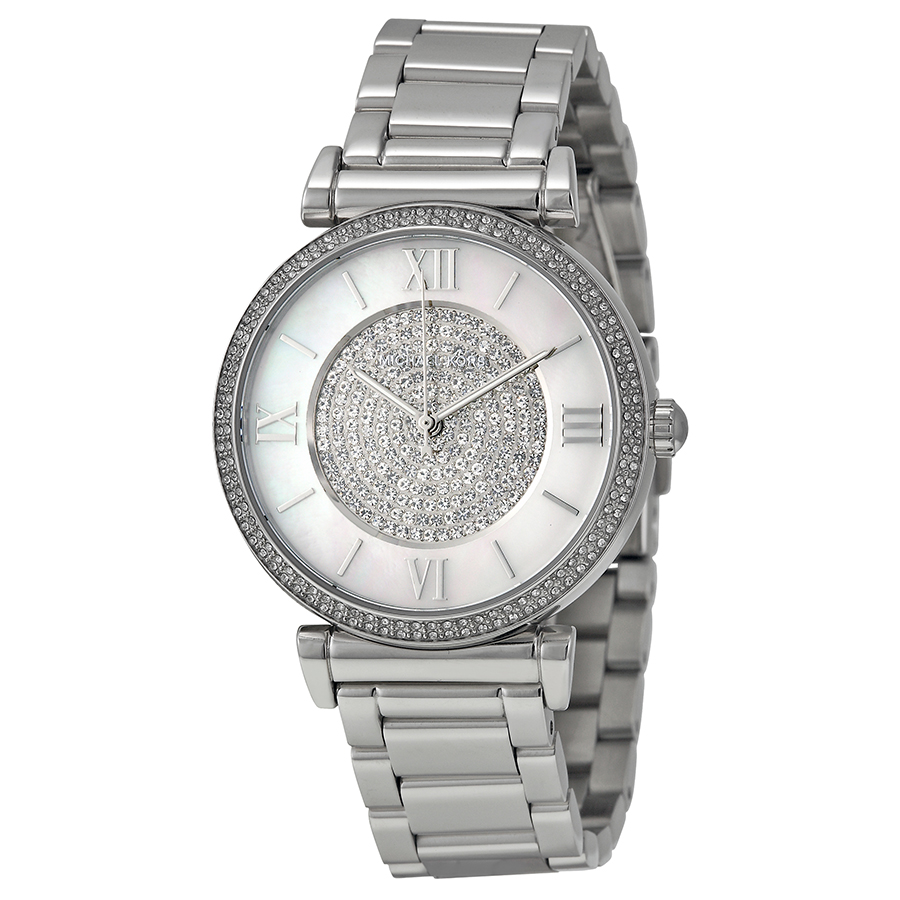 Michael Kors MK3355 Crystal Pave Steel Ladies Watch - Elegant Timepiece