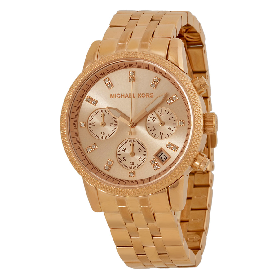 Michael Kors MK6077 Glam Rose Gold Chronograph Watch