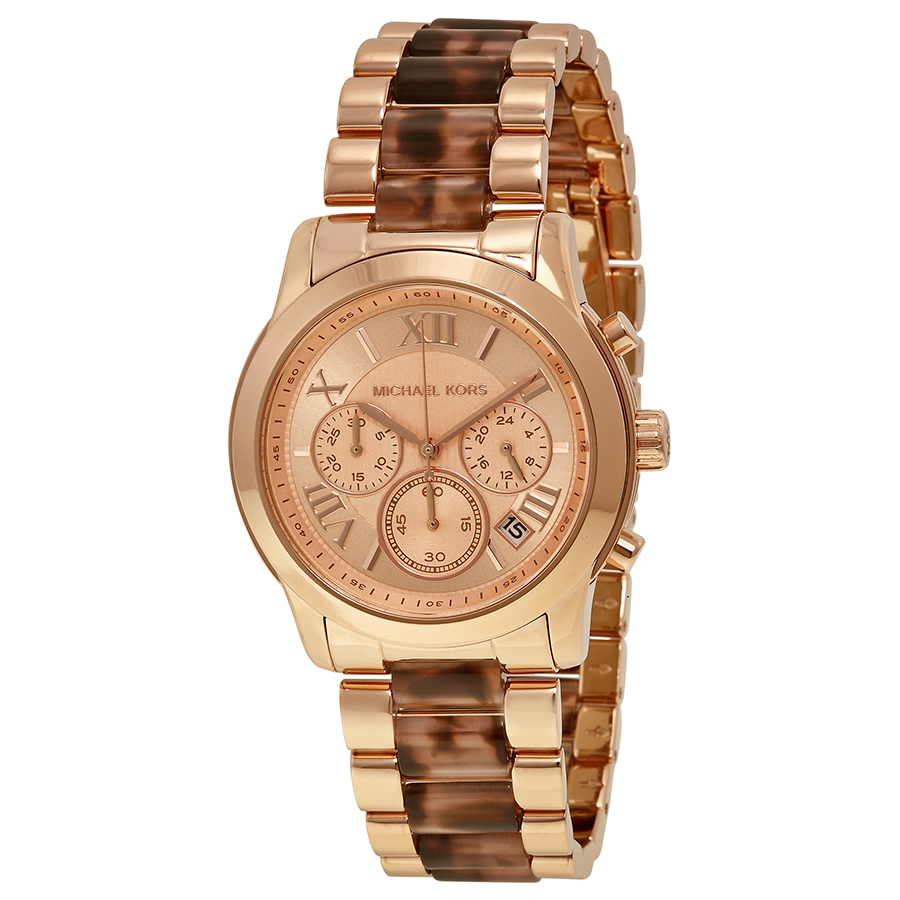 Michael Kors MK6155 Imitation Glamour Stainless Steel Gold-Tone Watch with Sparkling Bezel