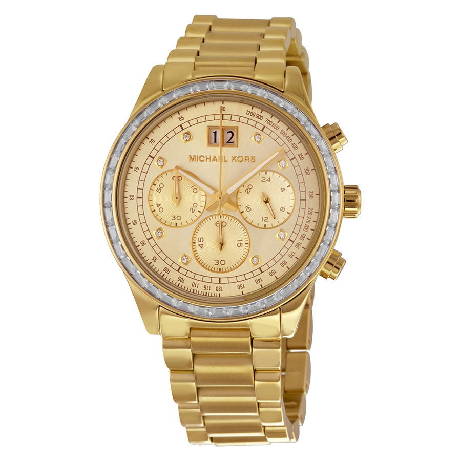 Michael Kors MK6187 Clone Gold-Plated Steel Dial Automatic Ladies Watch