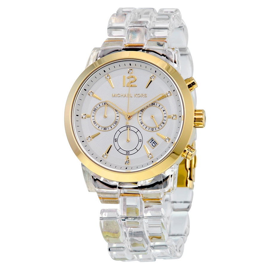 Michael Kors MK6200 Imitation Stainless Steel Gold-Tone Watch with Black Roman Dial