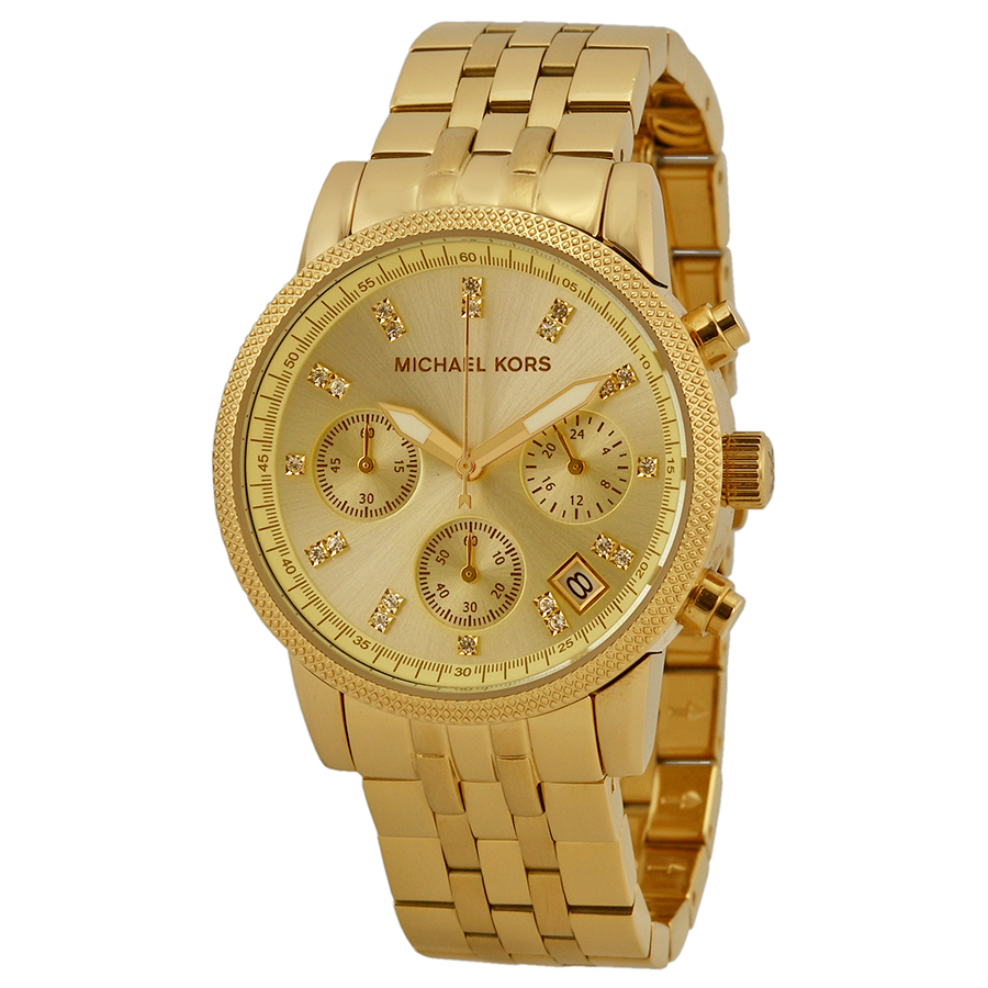 Michael Kors Ritz MK5676 Lady's Watch - Stainless Steel, Pink Gold Accents, Black Dial, Automatic Movement