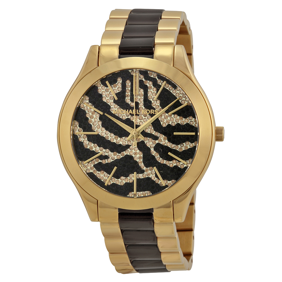 Michael Kors Runway MK3315 Zebra Crystal Pave Fashion Watch