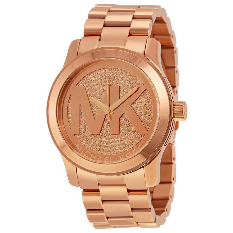 Michael Kors Runway MK5661 Ruby Crystal Pave Gold-Plated Logo Watch