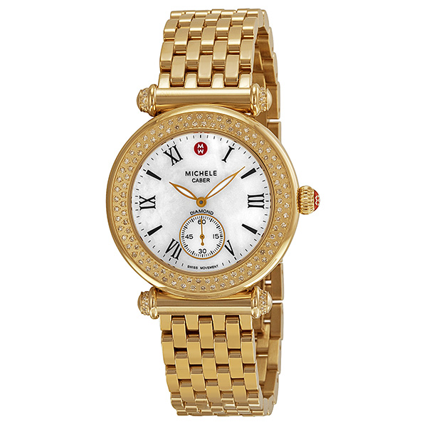 Michele Caber Classic Quartz Timepiece with Silver Dial & Genuine Leather Strap