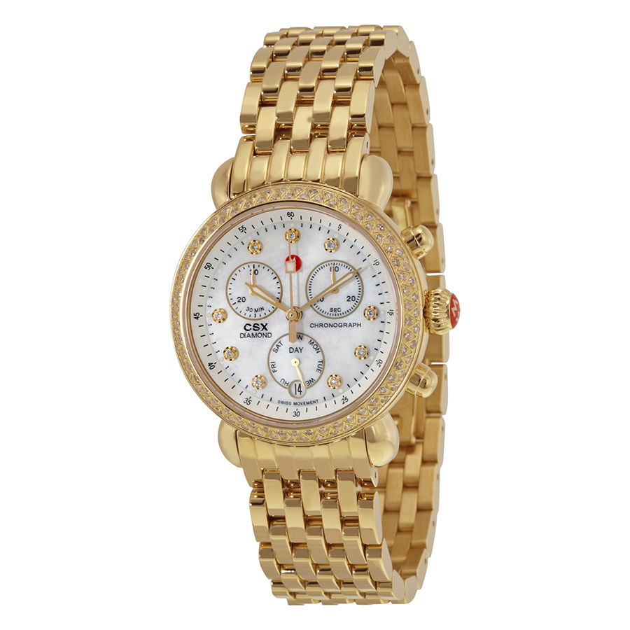 Michele CSX Gold-Plated Steel Chronograph Watch - High-Tech Design