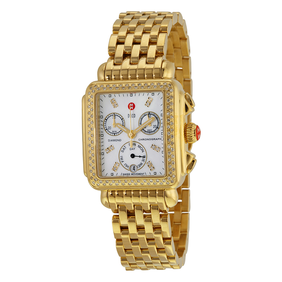 Michele Deco MWW06P000100 Lady's Watch - Swiss Clone, Elegant Gold-Plated Case, White Dial, 33mm, Water-Resistant