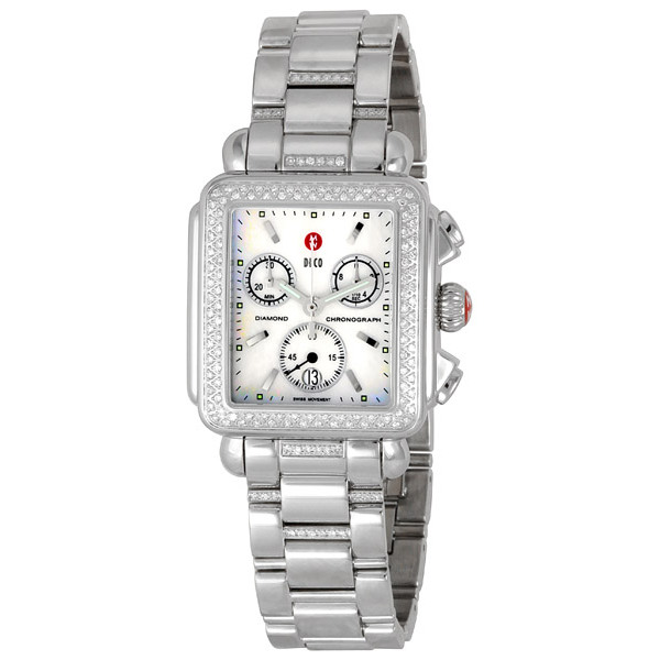 Michele Swiss Chronograph Automatic Silver Case Black Dial Mens Watch