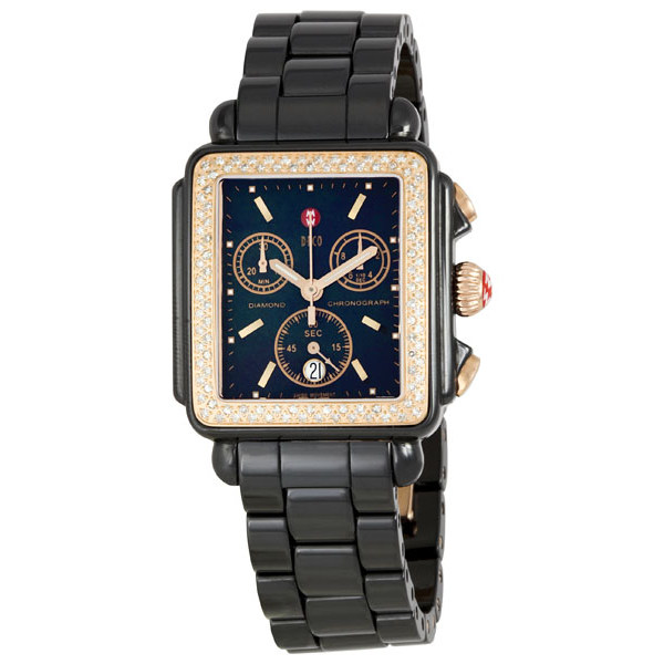 Michele MWW06F000008 Pearl-Infused Black Dial Watch