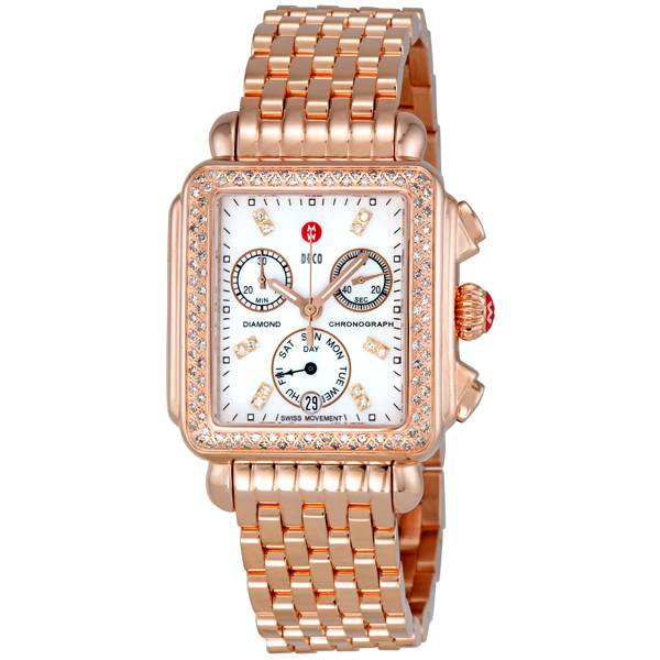 Michele Elite White Mother of Pearl Dial Automatic Lady's Watch