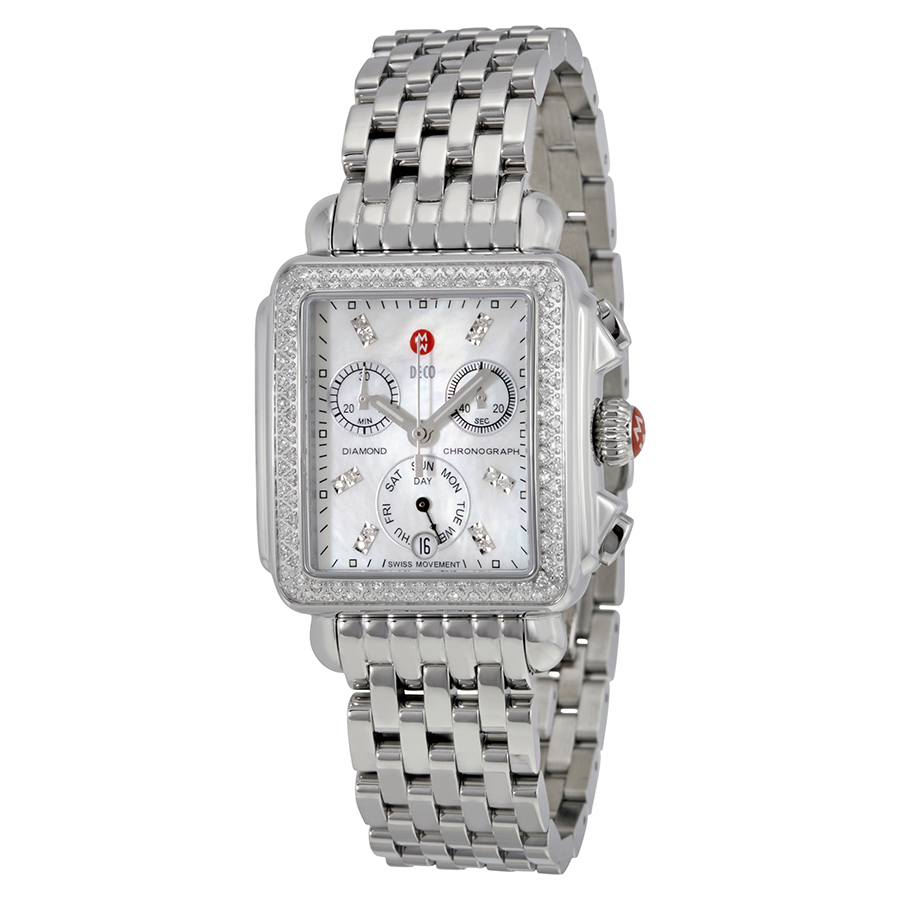 Michele MWW06P000110 Imitation Swiss Quartz Chronograph Watch - Stainless Steel Case, Black Face, 100m Water Resistant
