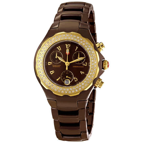 Michele MWW12A000012 Classic Brown Ceramic Chronograph Watch