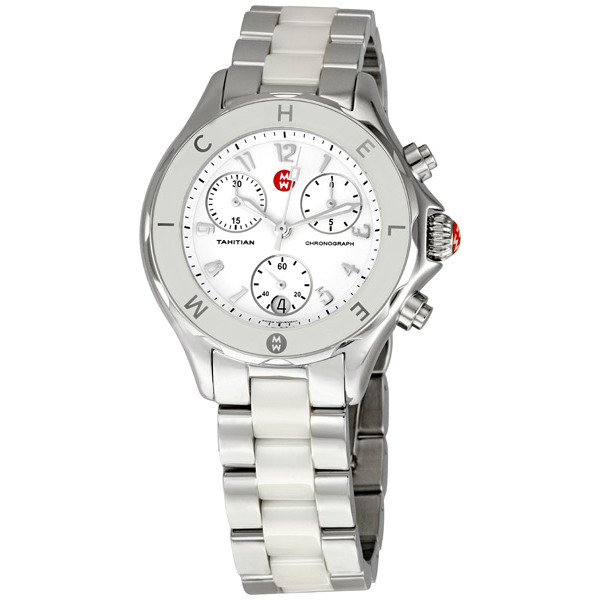 Michele Enamel Dial Watch with White Face and Roman Numerals