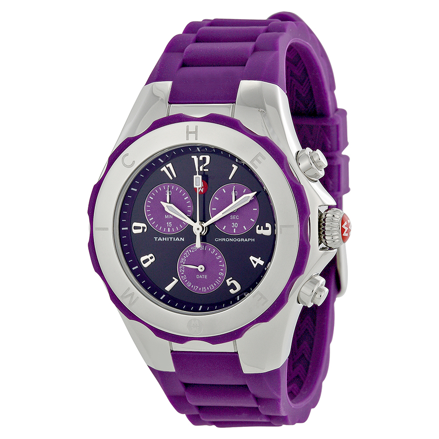 Michele MWW12F000087 Steel Watch: Swiss Automatic, Polished, Black Chronograph Face