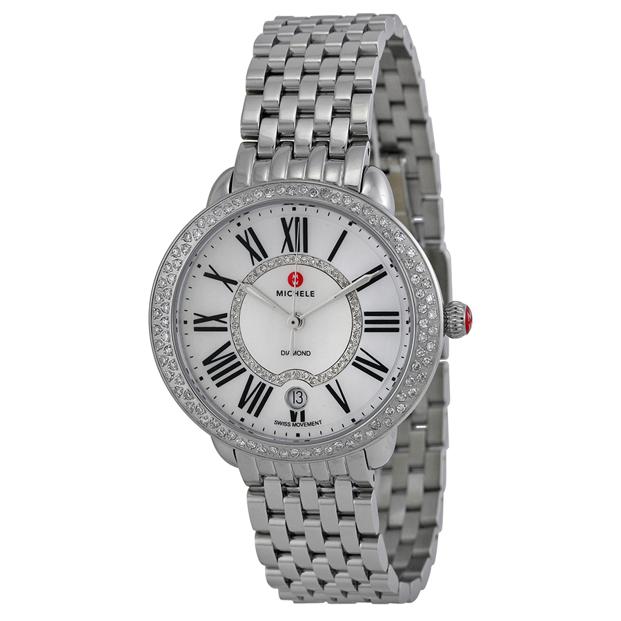 Michele MWW21B000030 Elegance Gold-Tone Quartz Ladies Watch with Sparkling Bezel