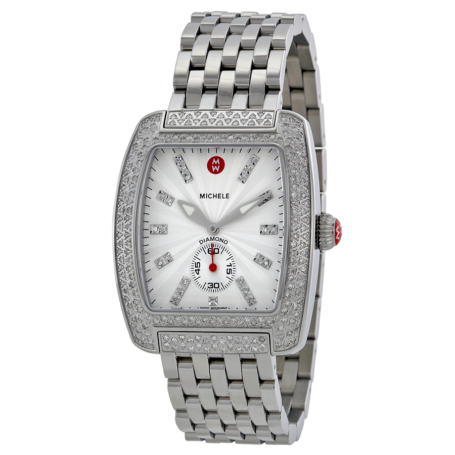 Michele Urban MWW02T000002 Silver White Guilloche Automatic Chronograph Watch