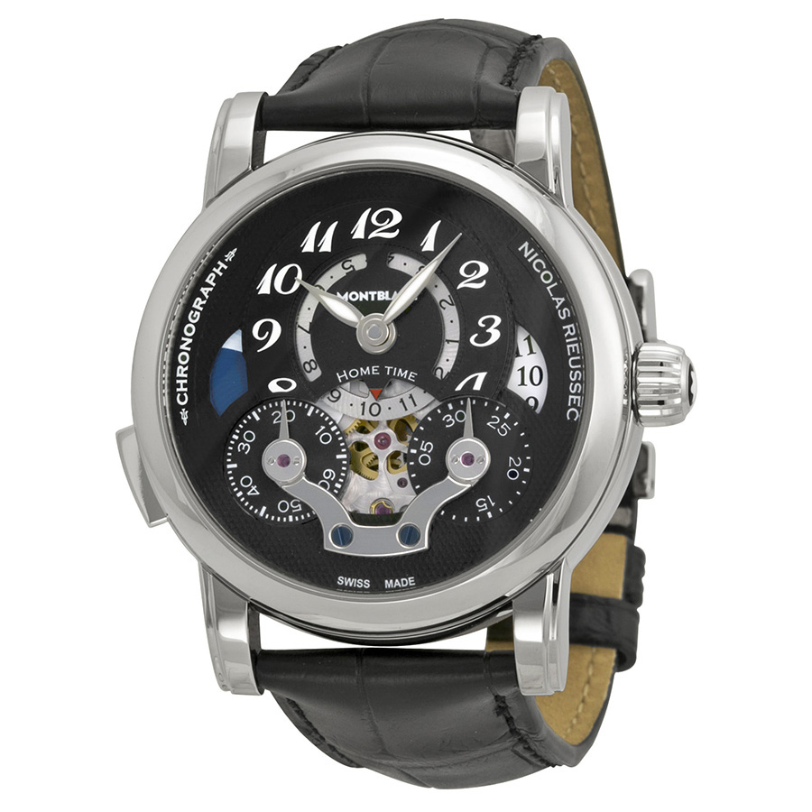 Montblanc Rieussec 107070 Mens Watch - Automatic Self-Winding Black Dial Water-Resistant Steel Case