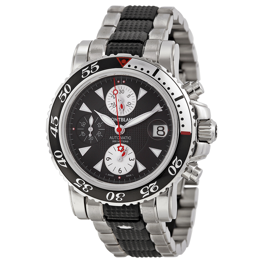Montblanc Sport Chronograph 102359 Imitation Automatic Steel Case Black Face Water-Resistant Watch