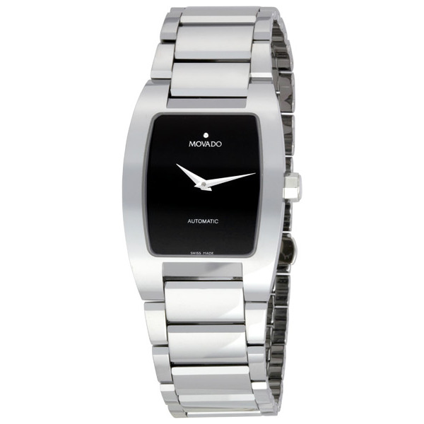 Movado Chronograph Mens Watch: Stainless Steel Case, Black Dial, Automatic Movement