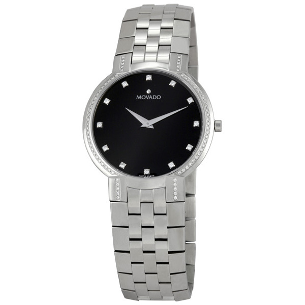 Movado Black Chronograph Steel Case Automatic Mens Watch
