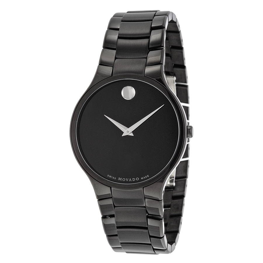 Movado Black Ionized Timepiece with Chrome Stainless Steel & Polished Black Dial Watch